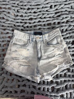 Aeropostale Light Blue Mom Short Ripped Denim Jean Shorts